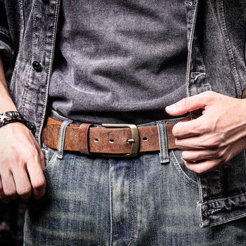 Men’s Genuine Leather Belt – Italian Cowhide with Brass Buckle 11